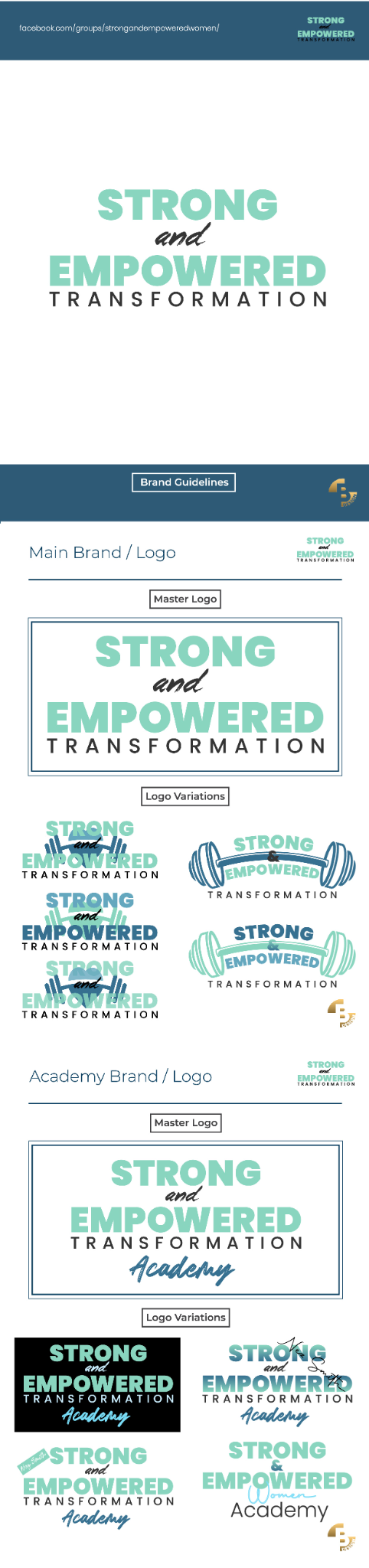 Strong and Empowered logo system and Academy brand guidelines